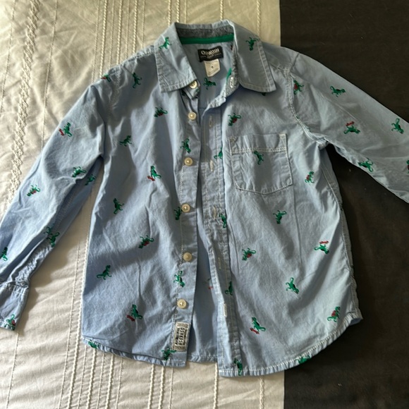 Oshkosh Bosh size 6 boys button up with skateboarding dinos. - Picture 1 of 3